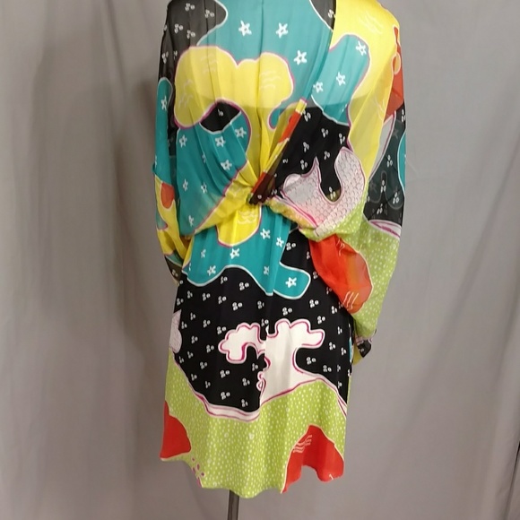 DVF Colorful Silk Asti Party Dress Strapless Midi Mod Sexy Flirty Style Designer - Picture 6 of 8